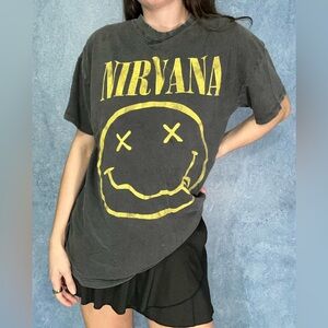 NIRVANA Gray Cotton Oversized Tee